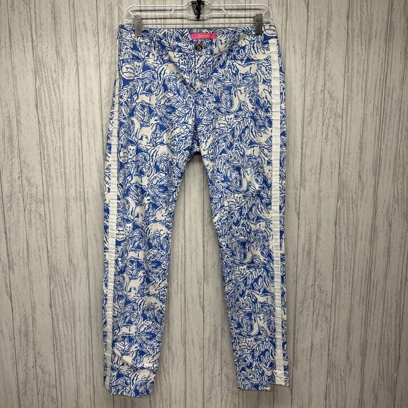 Womens Size 6 Lilly Pulitzer Kelly Skinny Fox Print Pants EUC - Picture 1 of 7